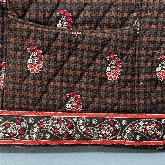 Vera Bradley Houndstooth Brown, Black and Red Patterned Women's Shoulder Bag - Picture 2 of 7